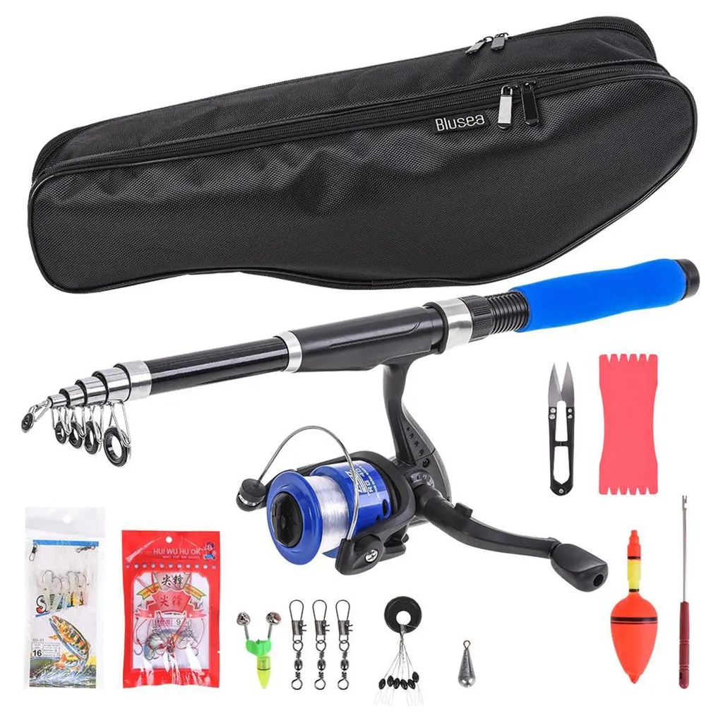 Fishing Reel Rod Combo Telescopic Fishing Rod and Spinning Reel Set Baits Hooks Fishing Bag Kit Fishing Tackle Set